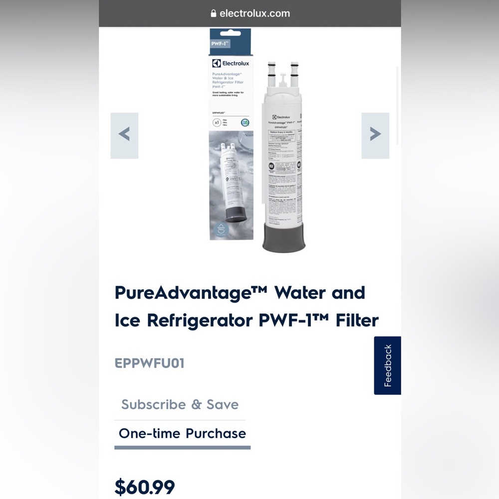 PureAdvantage Water and Ice Refrigerator Filter NWT